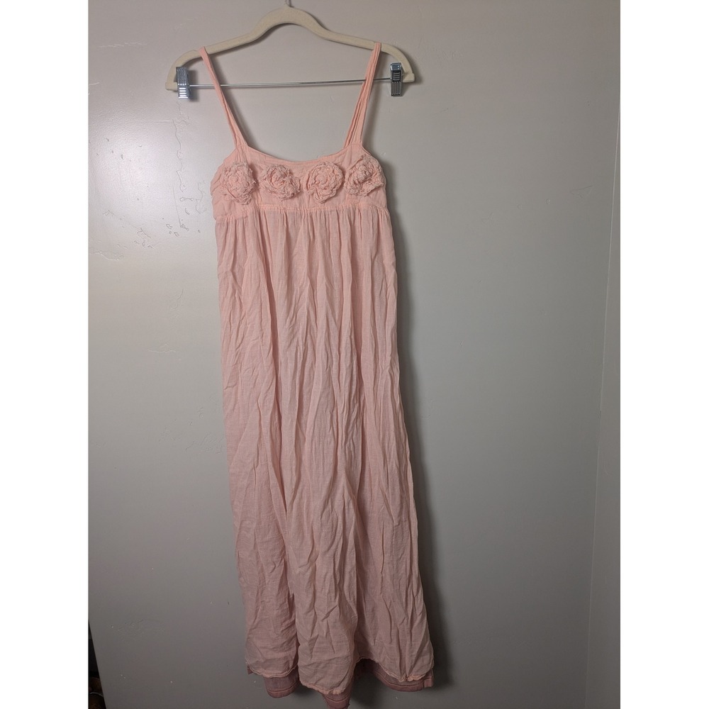 DownEast Basics Women's Size S Pink Floral Smocked Maxi Dress Cottagecore Boho